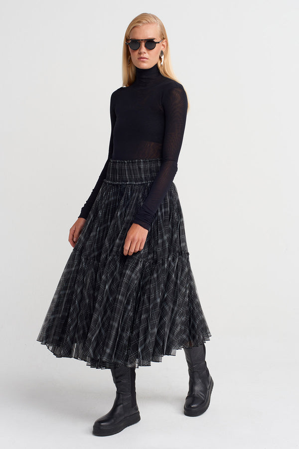Nu Plaid Voluminous Tulle Skirt Grey/White