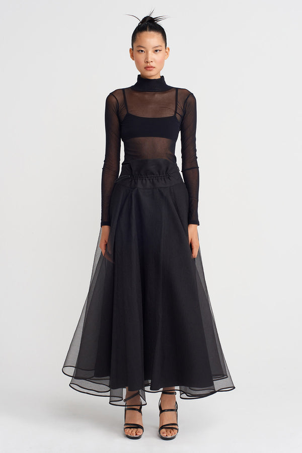 Nu High-Waisted Puffy Organza Skirt Black