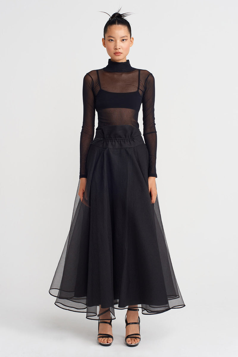 Nu High-Waisted Puffy Organza Skirt Black