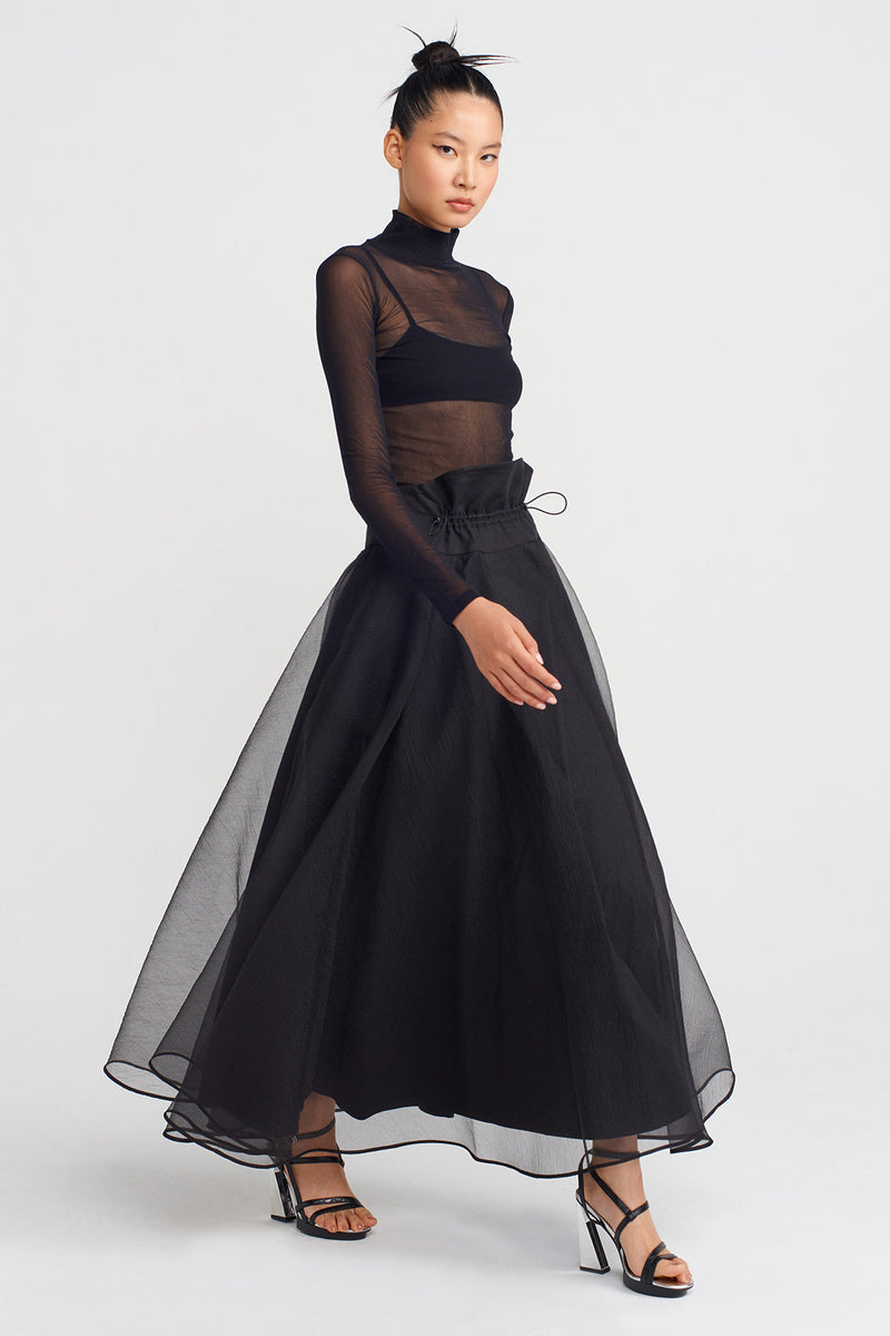 Nu High-Waisted Puffy Organza Skirt Black
