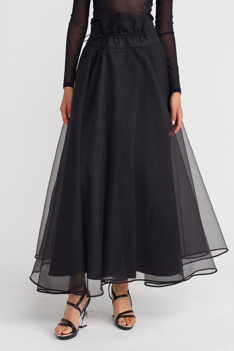 Nu High-Waisted Puffy Organza Skirt Black