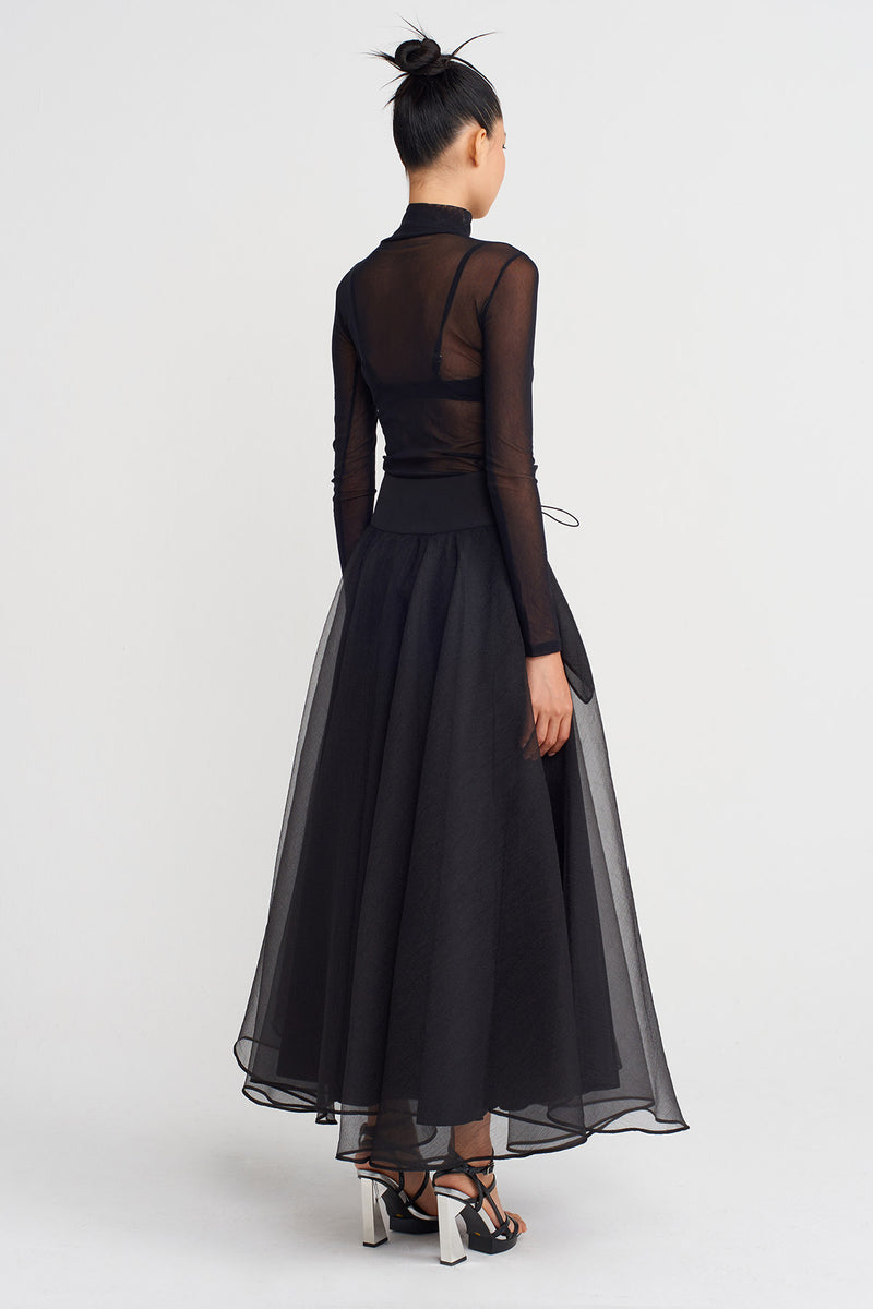Nu High-Waisted Puffy Organza Skirt Black
