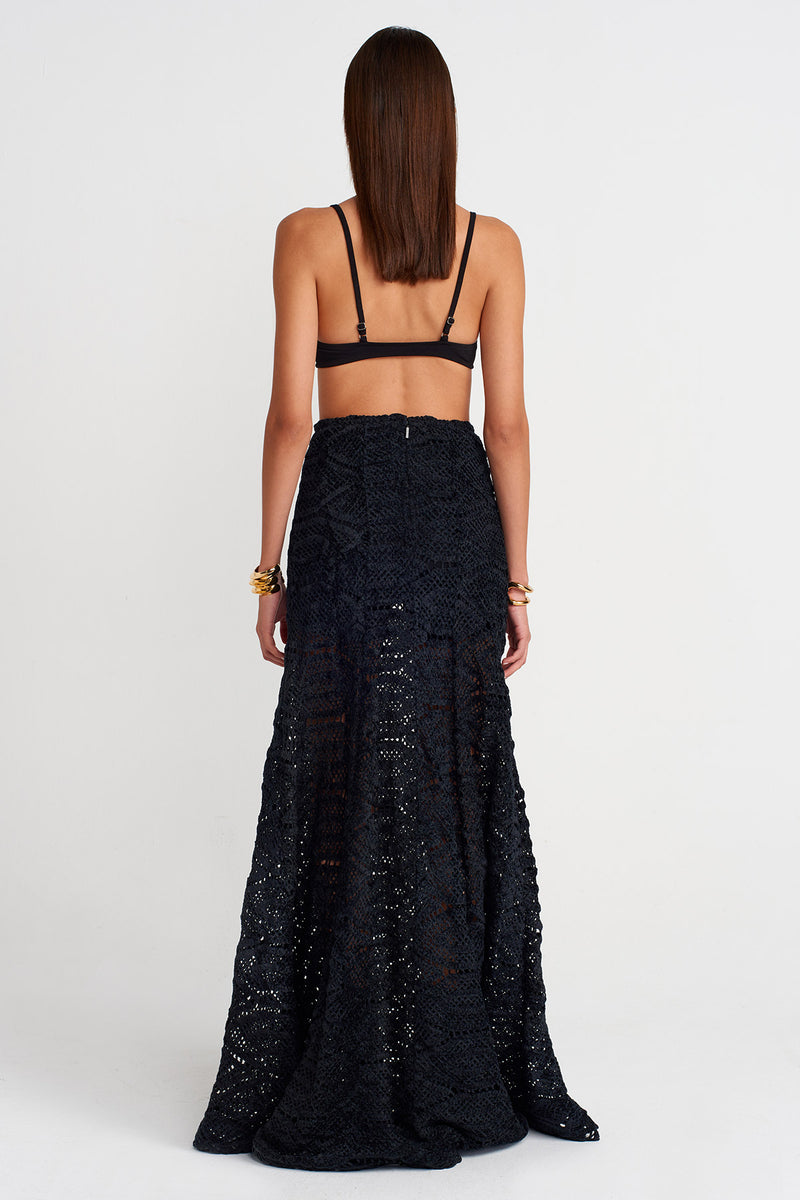 Nu Velvet Lace Maxi Skirt Black