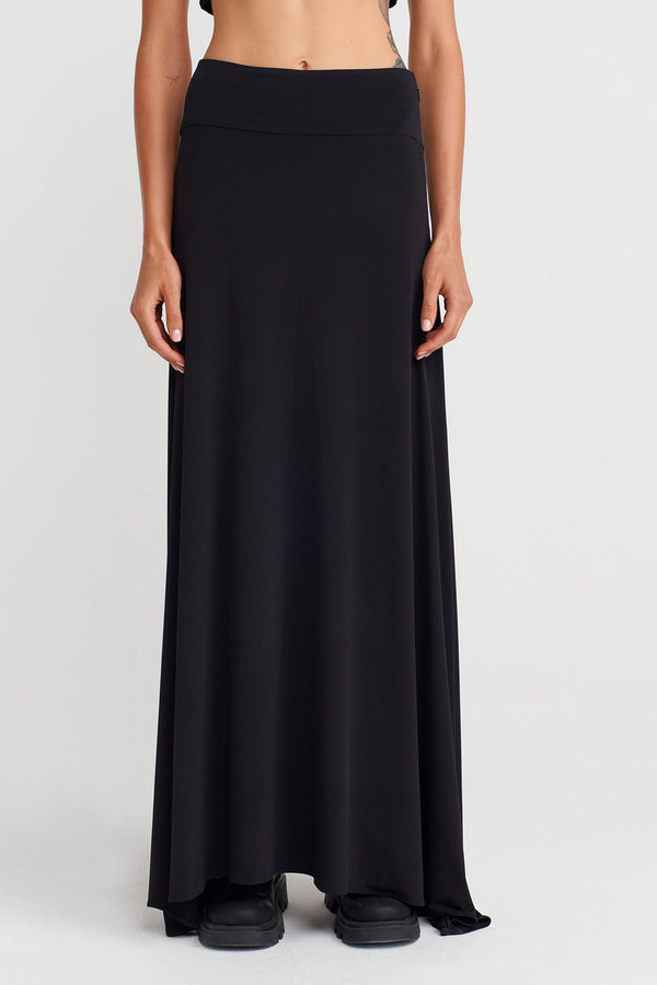 Nu Long A-Line Jersey Skirt Black