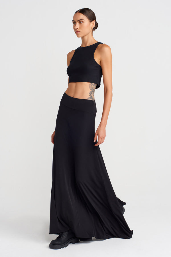 Nu Long A-Line Jersey Skirt Black