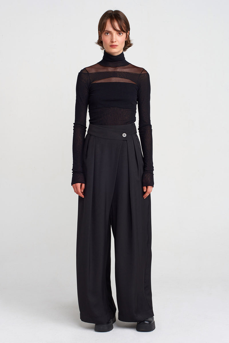 Nu Double-Breasted Palazzo Pants Black