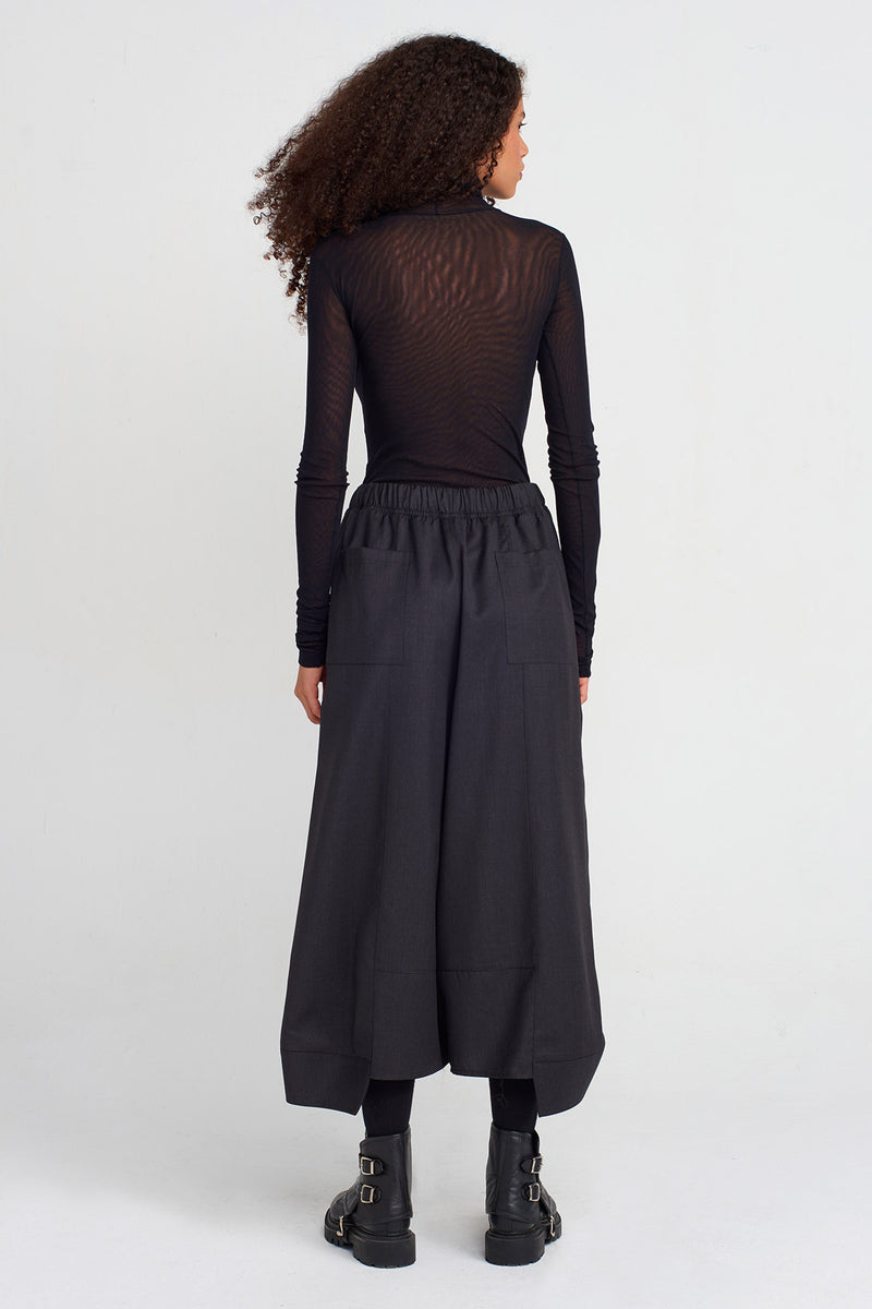 Nu Asymmetrical Hem Loose Trousers Anthracite