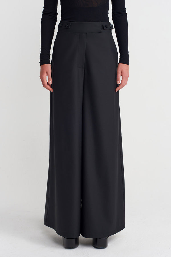 Nu Wool Palazzo Trousers Black