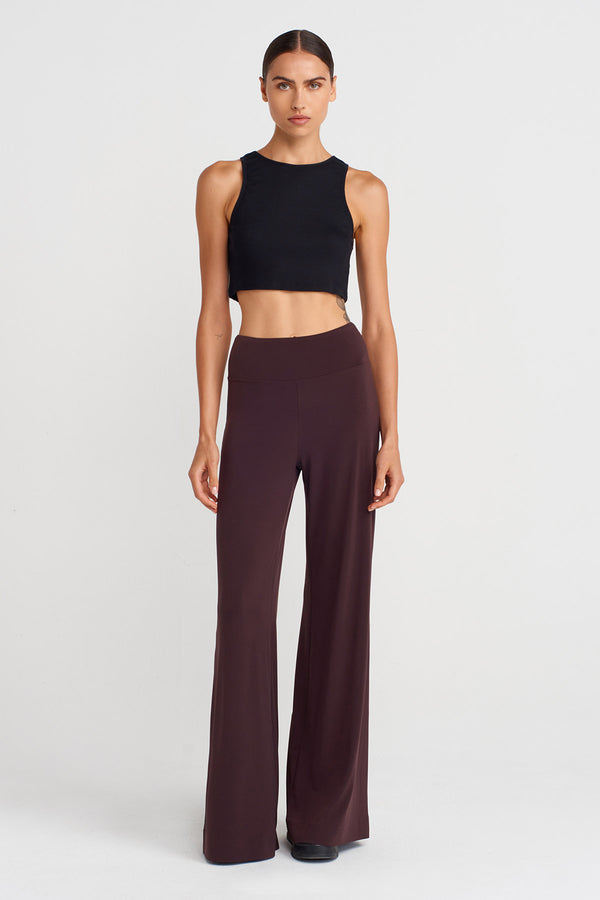 Nu Wide Leg Jersey Pants Eggplant
