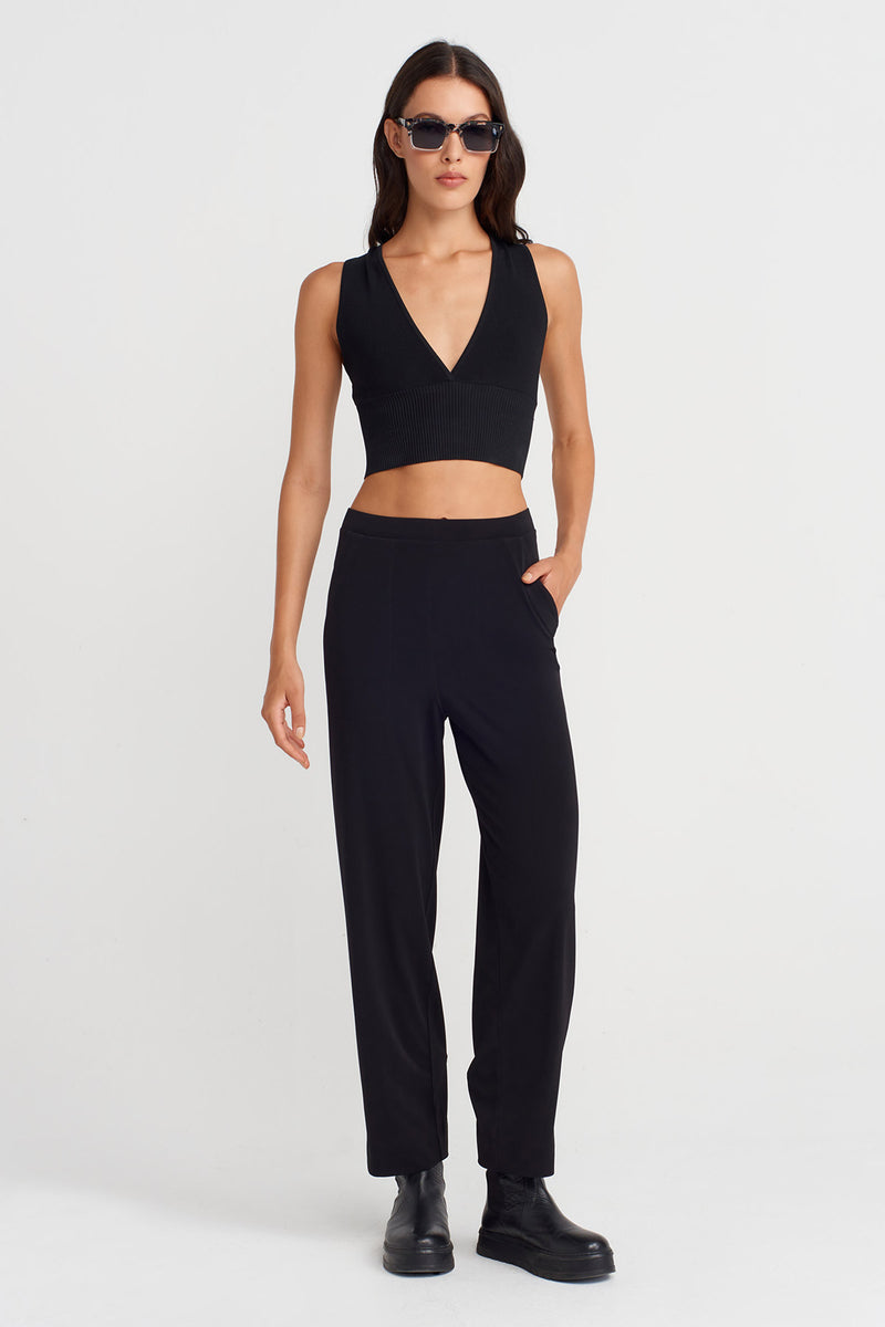 Nu Relaxed Fit Jersey Pants With Pockets Black