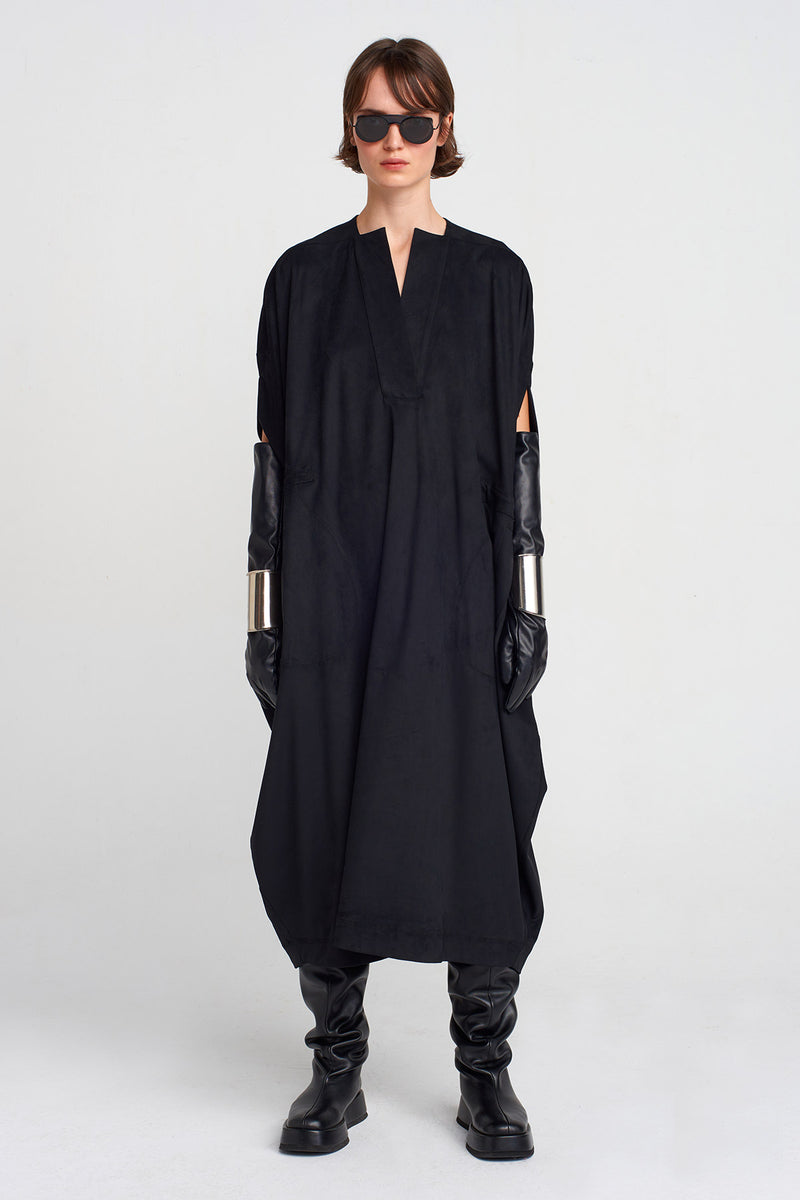 Nu Suede Look, Kaftan Dress Black