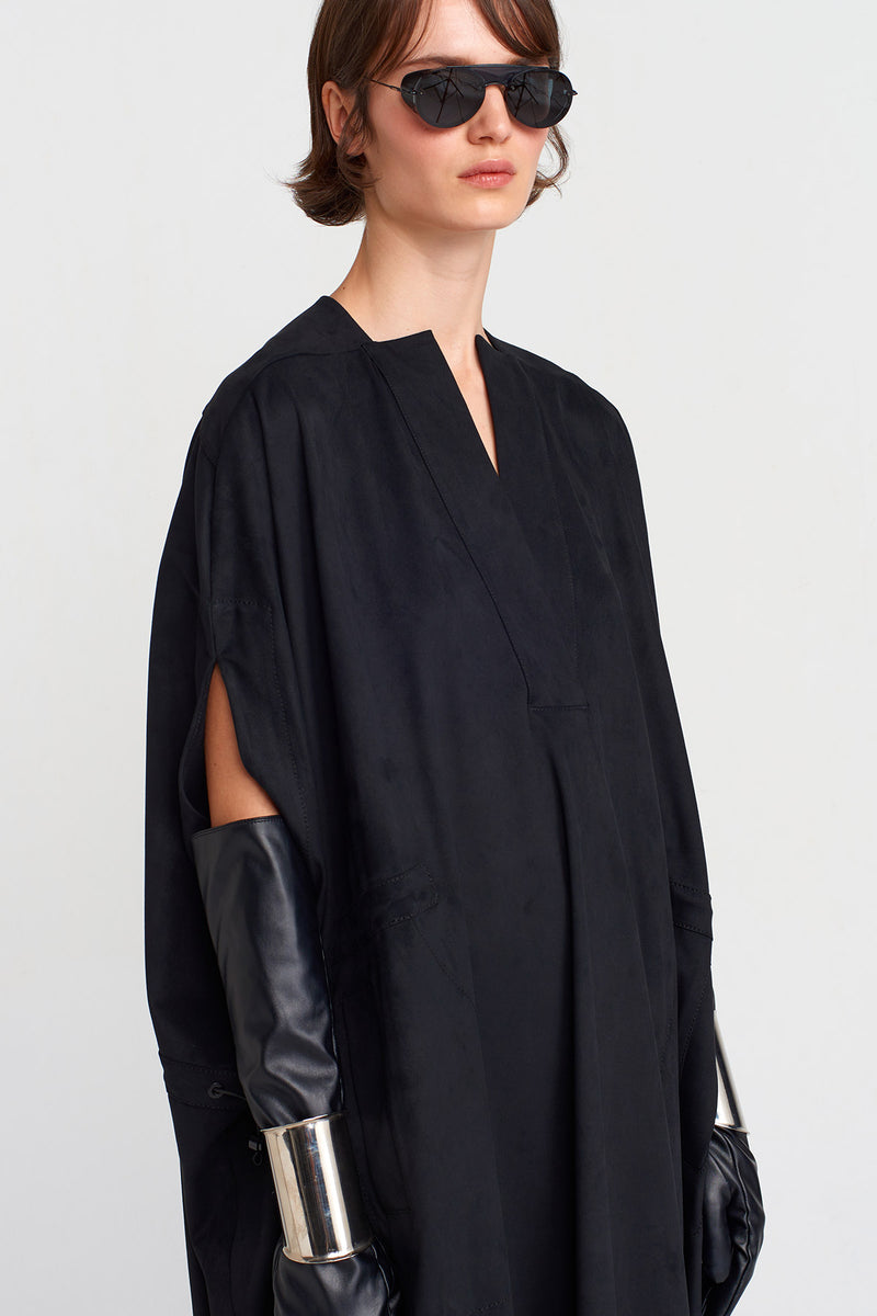 Nu Suede Look, Kaftan Dress Black