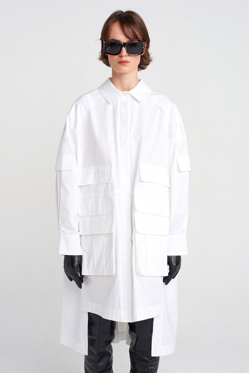 Nu Pocket Detailed Shirt Dress Off White