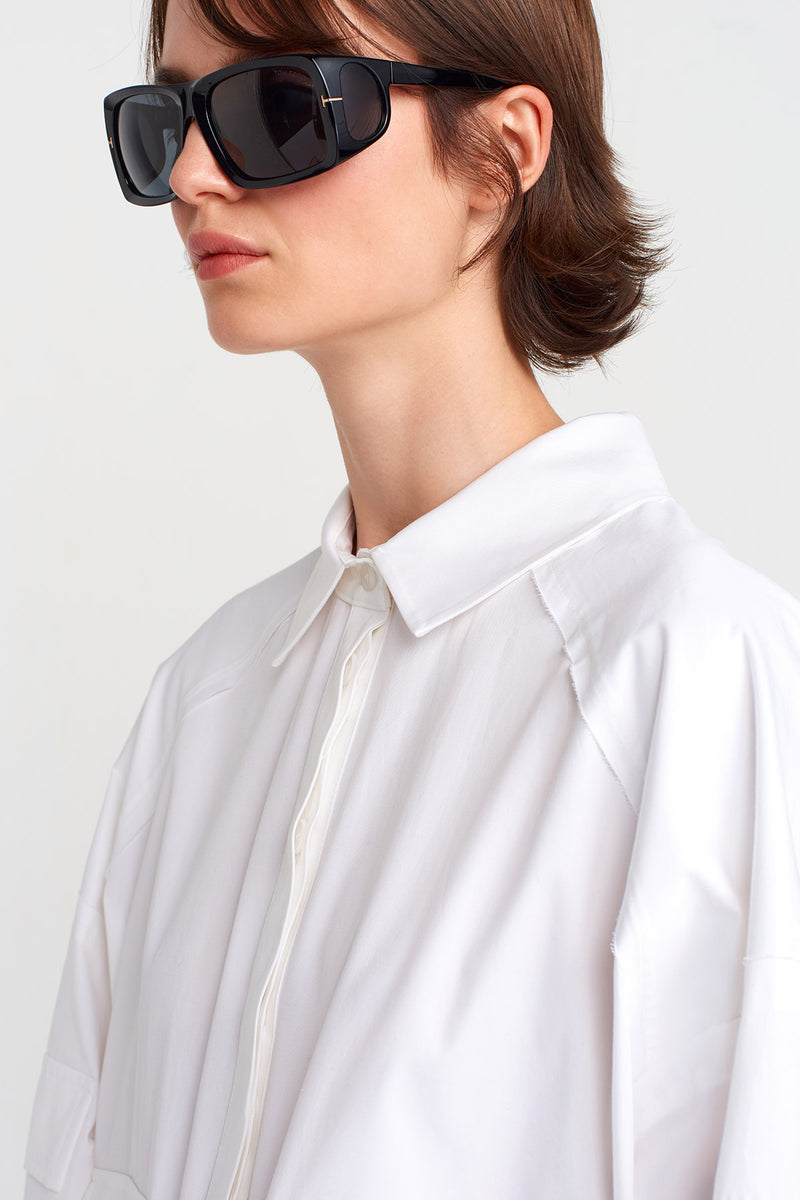 Nu Pocket Detailed Shirt Dress Off White
