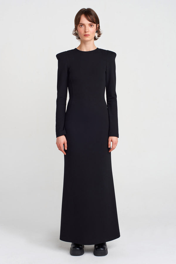 Nu Padded Long Dress Black