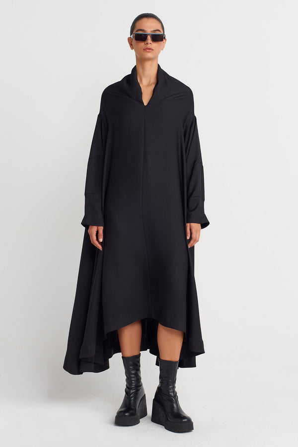 Nu Asymmetric Cut Maxi Dress Black