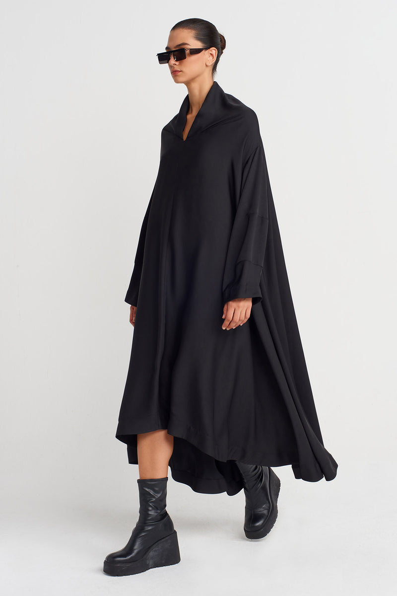 Nu Asymmetric Cut Maxi Dress Black