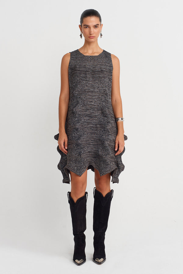 Nu Origami Textured Knit Dress Black