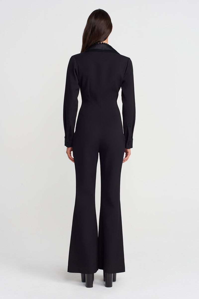 Nu Jumpsuit With Jacket Collar Black