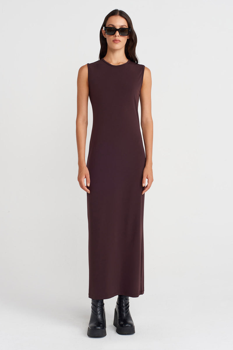 Nu Long Jersey Dress Eggplant