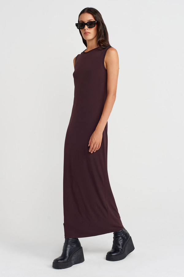 Nu Long Jersey Dress Eggplant