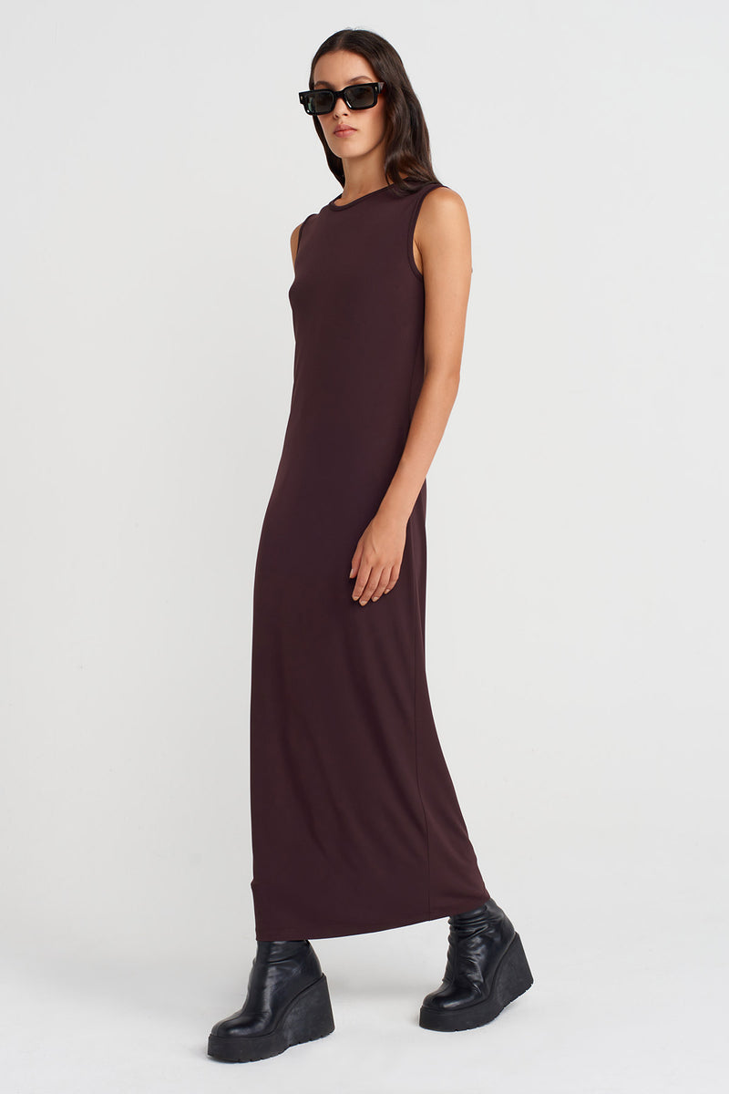 Nu Long Jersey Dress Eggplant