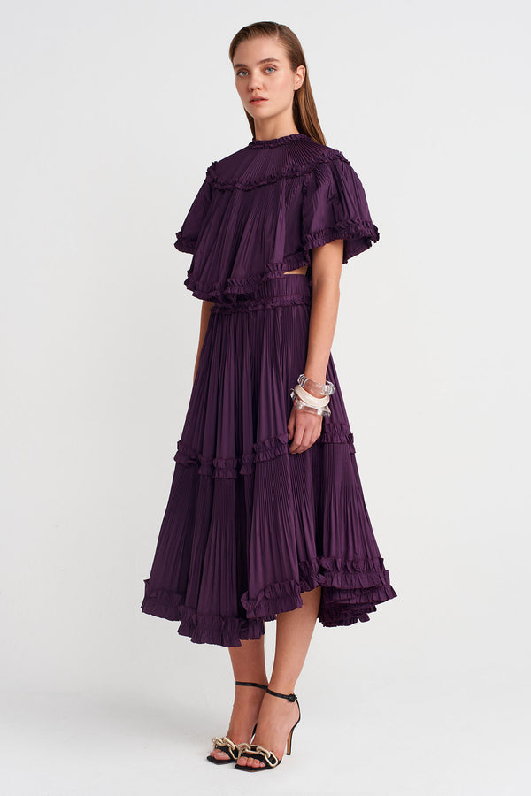 Nu Taffeta Cape Crop Jacket Violet