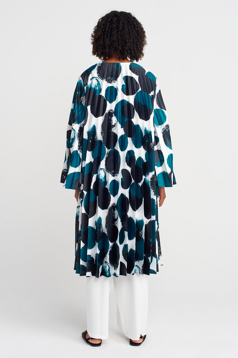 NU Patterned Long Pleated Jacket Multi Color