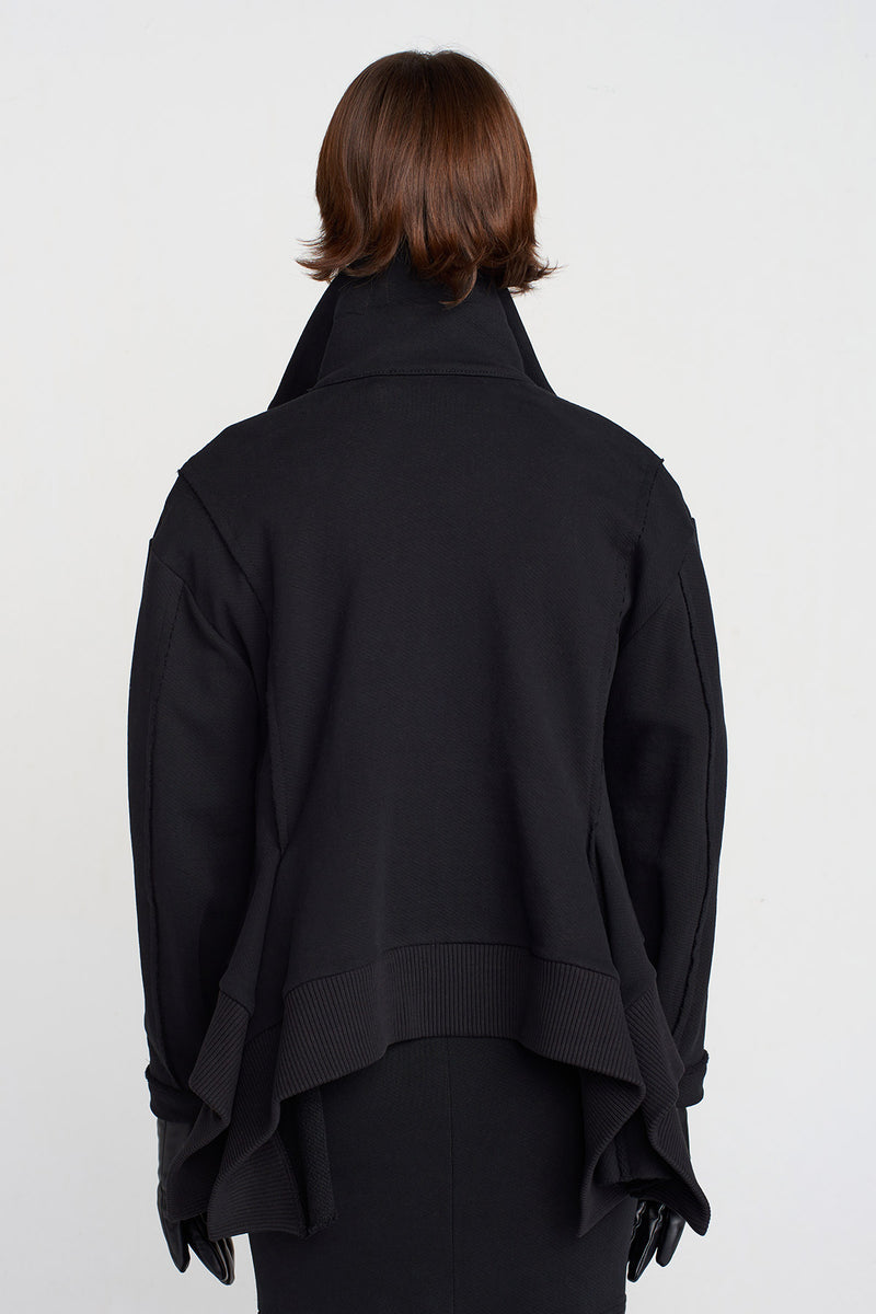 Nu Metal Zippered Asymmetric Cardigan Black