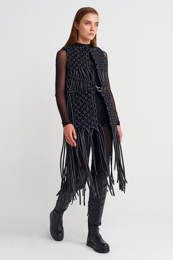 Nu Handcrafted Macramé Vest Black