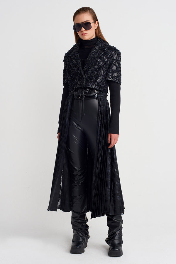 Nu Textured Crop Jacket Black