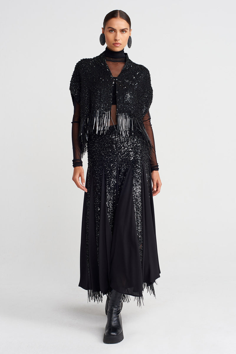 Nu Elegant Sequin-Embroidered Jacket Black