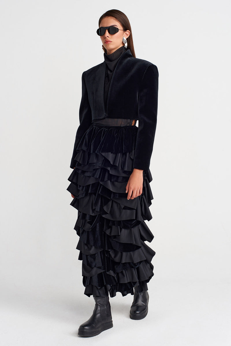 Nu Cropped Velvet Jacket Black