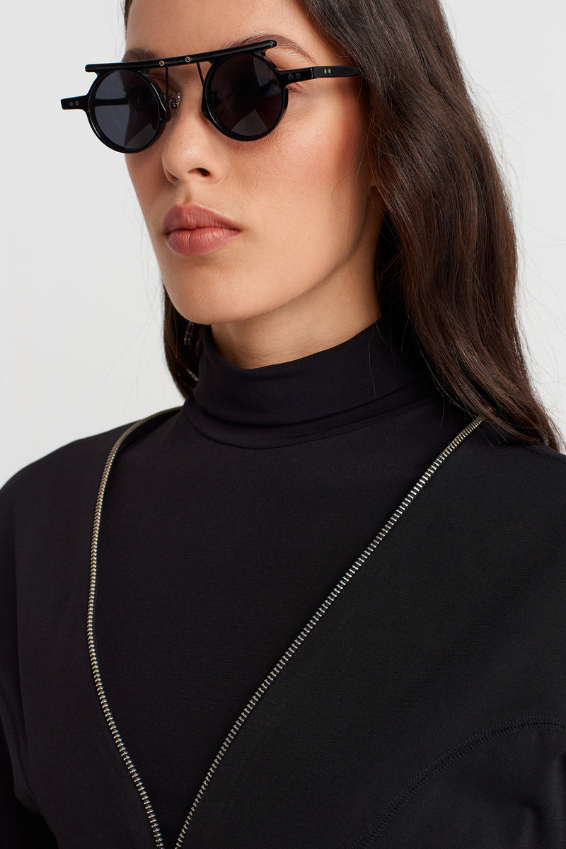 Nu Fitted Jersey Jacket With Zipper Black