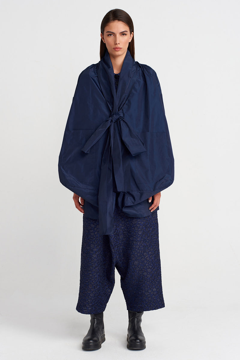 Nu Haori-Inspired Tie Jacket Marine Blue