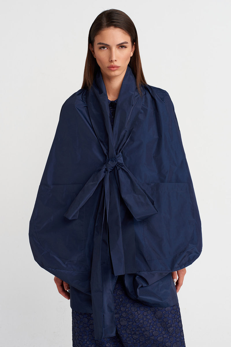 Nu Haori-Inspired Tie Jacket Marine Blue