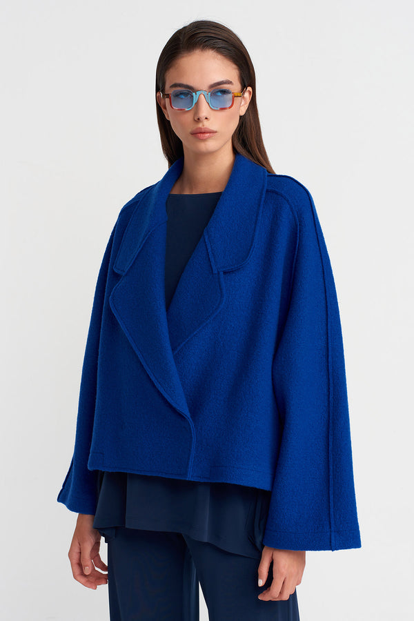 Nu Short Wool Oversize Jacket Light Blue