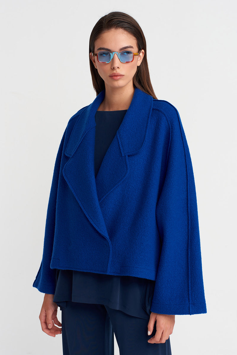 Nu Short Wool Oversize Jacket Light Blue