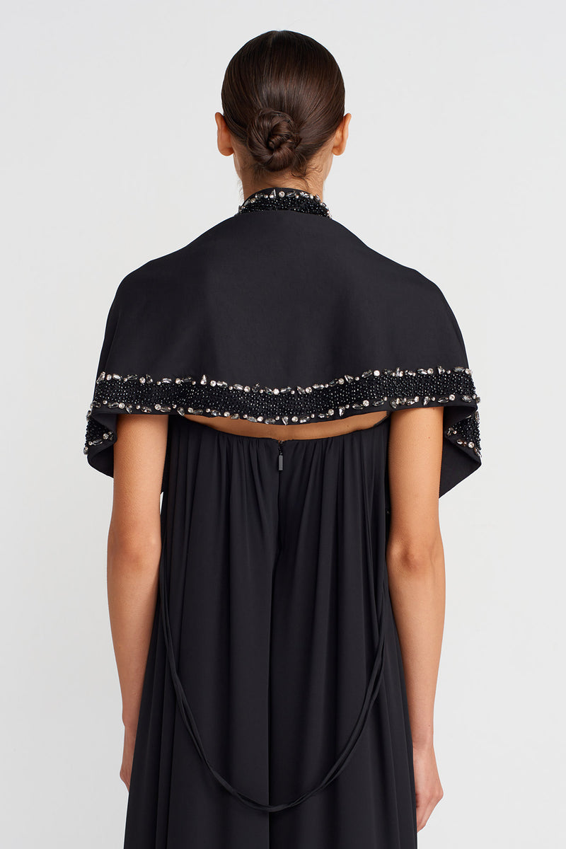 Nu Hand-Embroidered Shawl Black