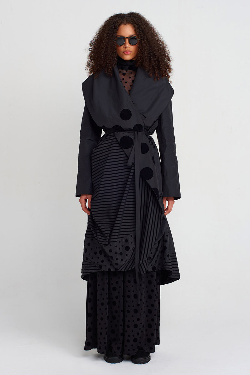 Nu Striped And Polka-Dot Draped Taffeta Coat Multi Color