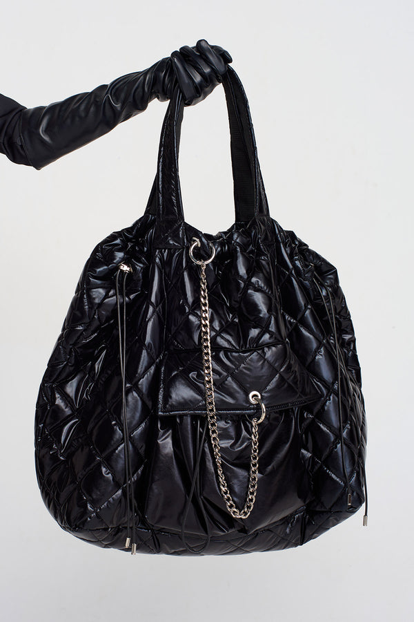Nu Quilted, Chain Shoulder Bag Black