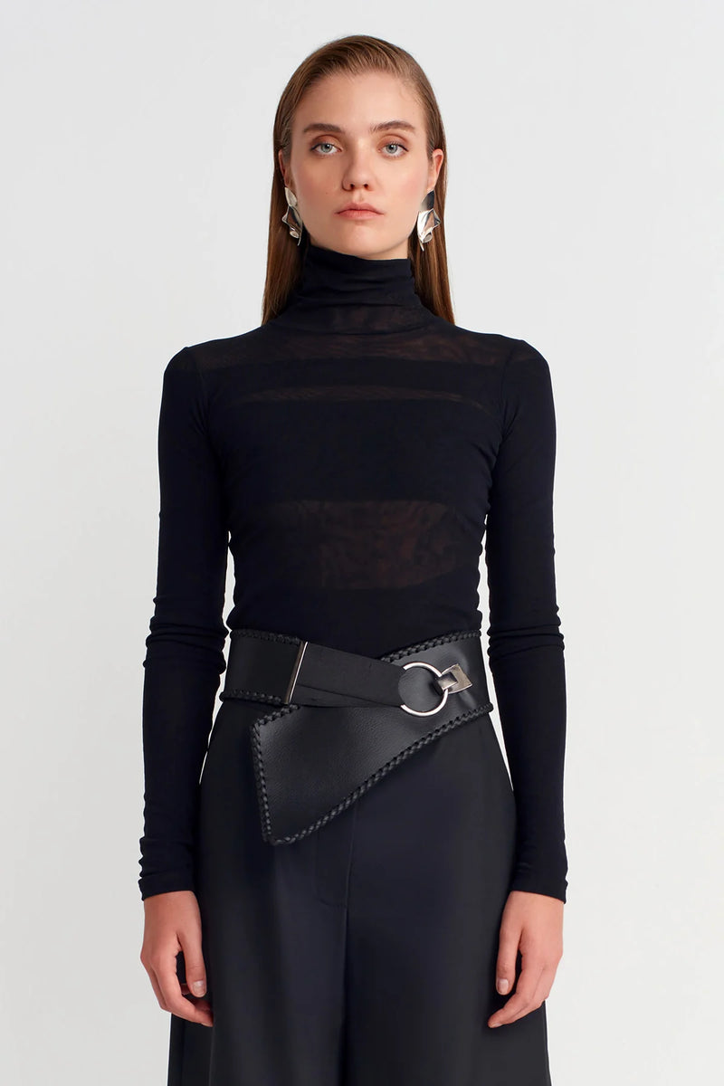 Nu Hooked Braided Leather Belt Black