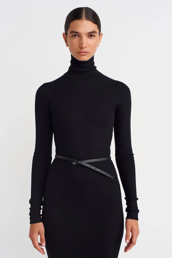 Nu Thin Leather Belt Black