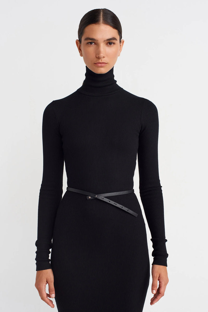 Nu Thin Leather Belt Black