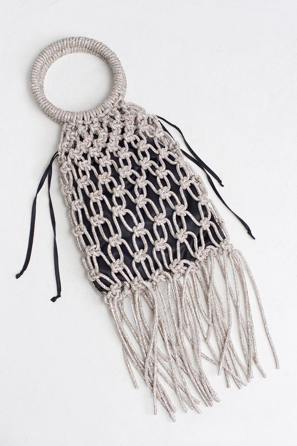 Nu Macramé Bag With Stone Strings Silver