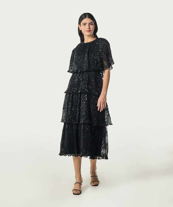 Machka Sequin Detailed Layered Dress Black