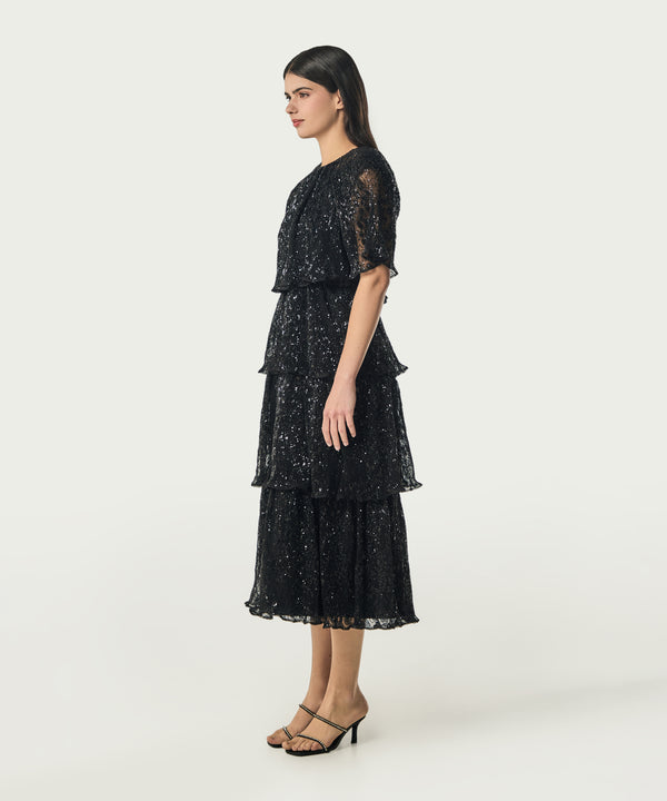 Machka Sequin Detailed Layered Dress Black