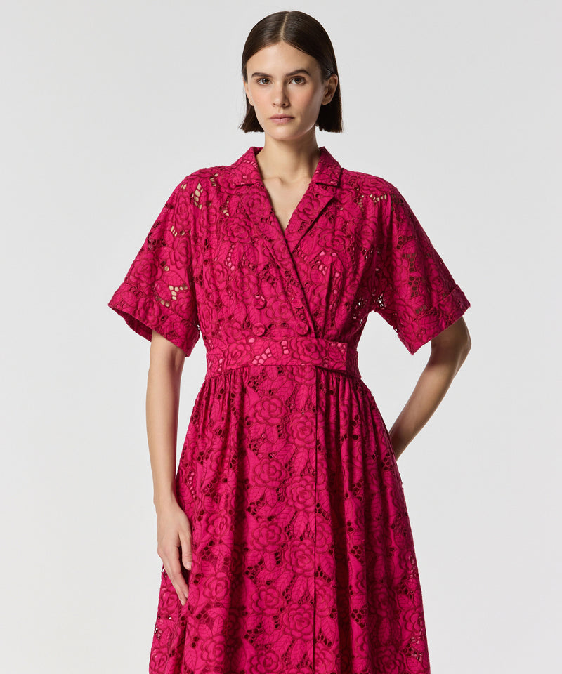 Machka Double-Breasted Scallop Dress Fuchsia