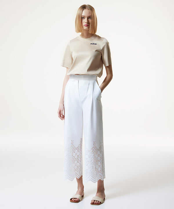 Machka Embroidered Relaxed Fit Trousers White