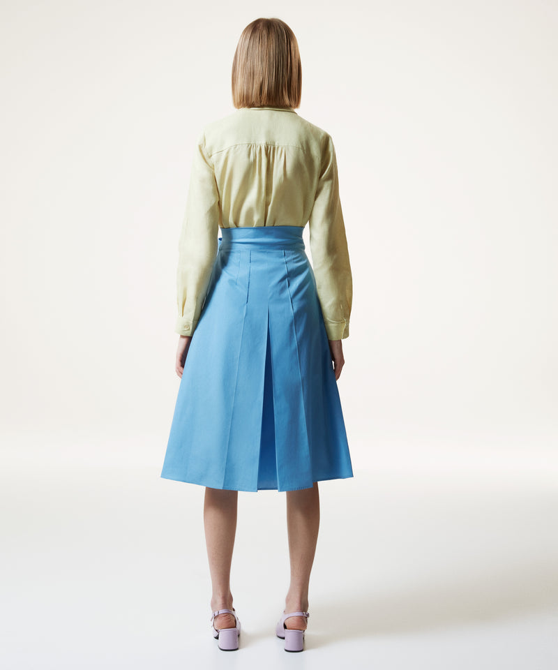 Machka Belted Poplin Belted Skirt Blue